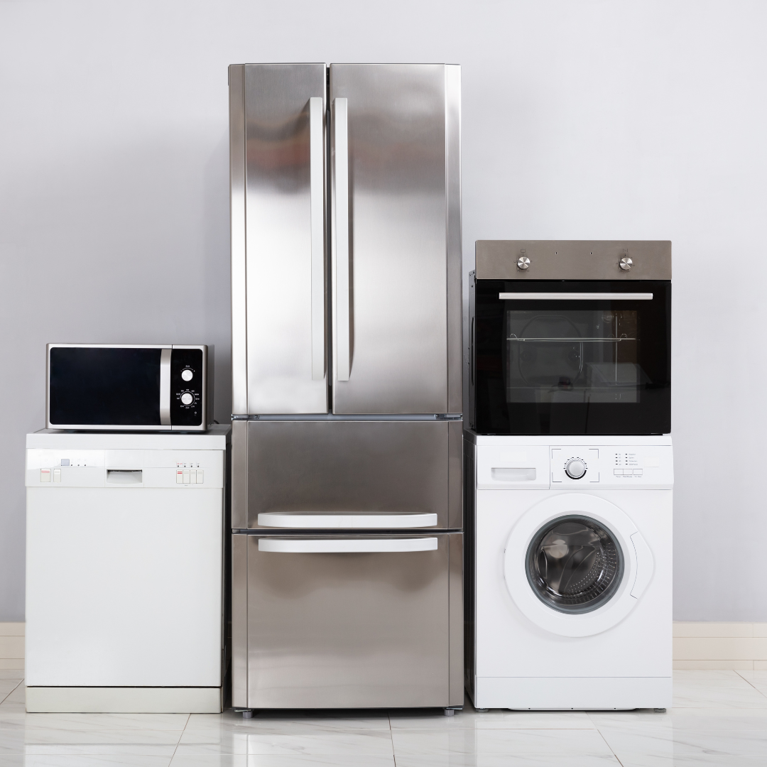 microwave, dishwasher, fridge, freezer, oven, and washing machine