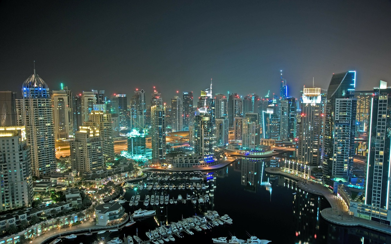                                       Dubai Marina, high rise buildings.