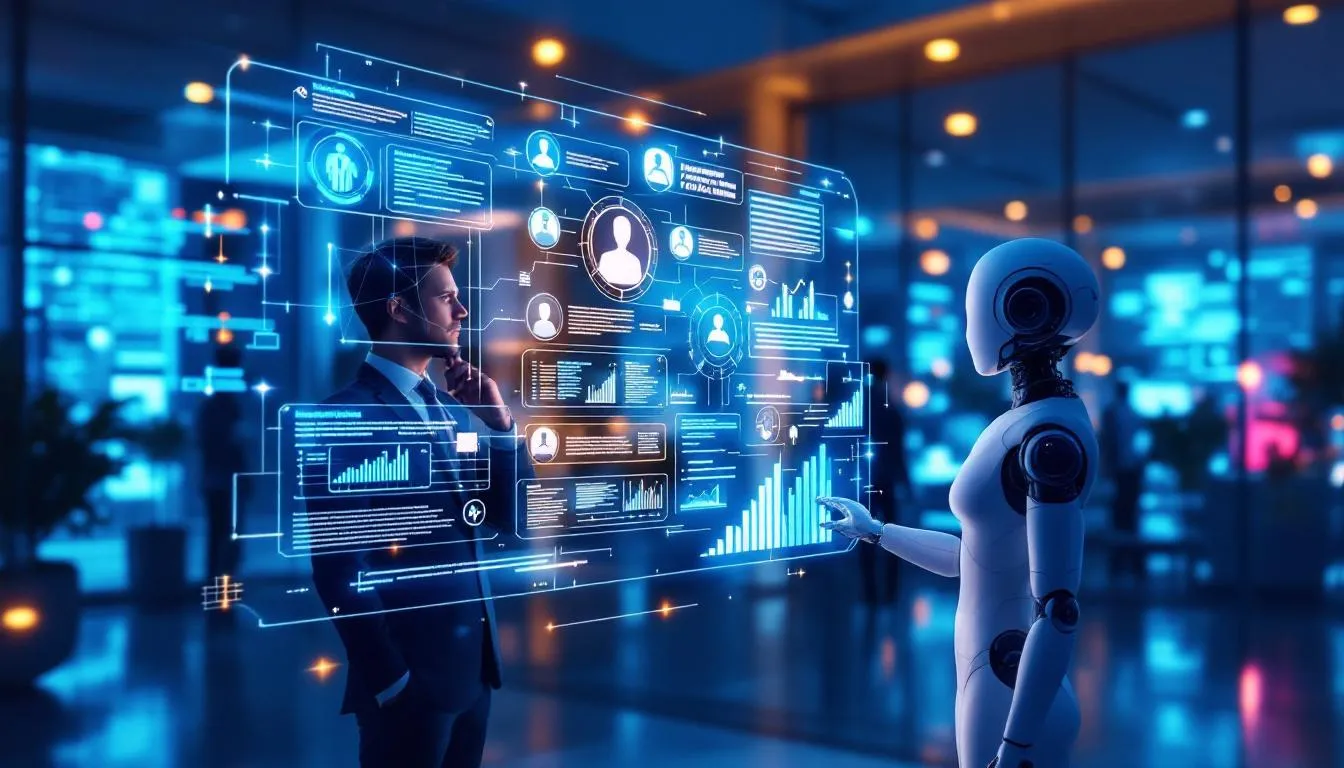 A conceptual illustration of AI technology in recruitment processes.