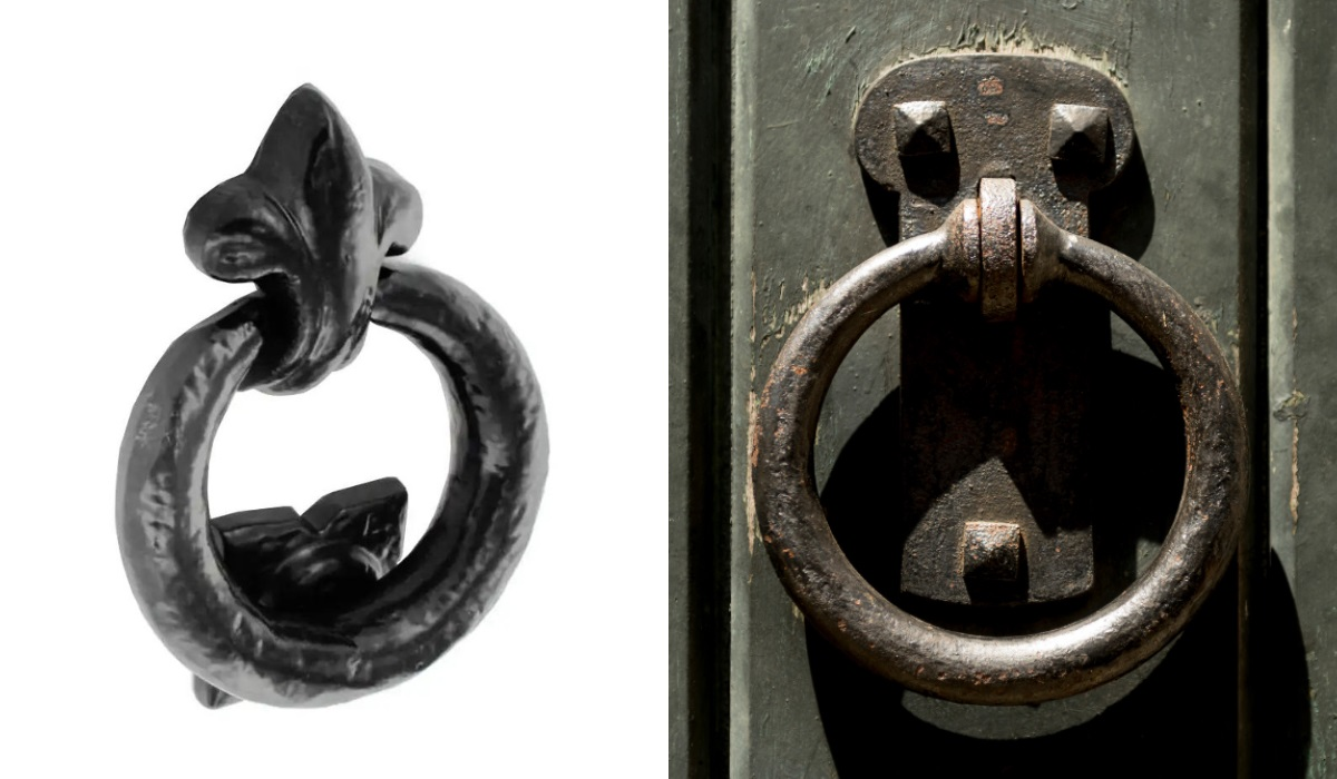 Traditional hinged ring door knockers 