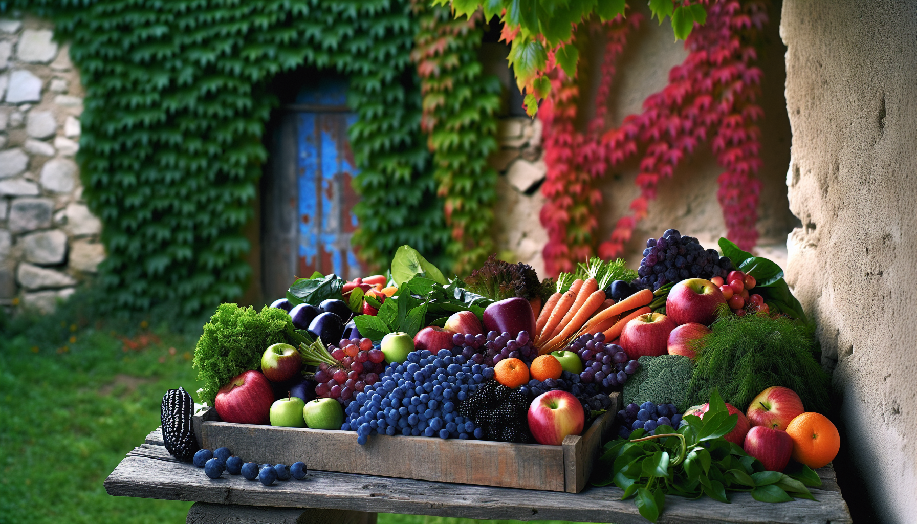 Harvest of fresh produce in a Blue Zone