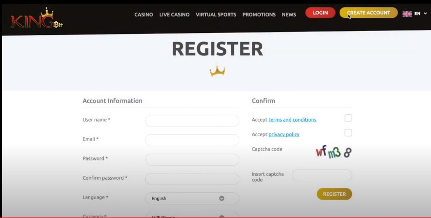 How to Sign up at Kingbit Casino