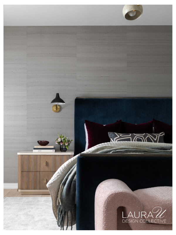 We love the full collection of silk wallcoverings at Phillip Jeffries wallpaper, but Shades of Silk perfectly suits the bedroom at University Place Contemporary.