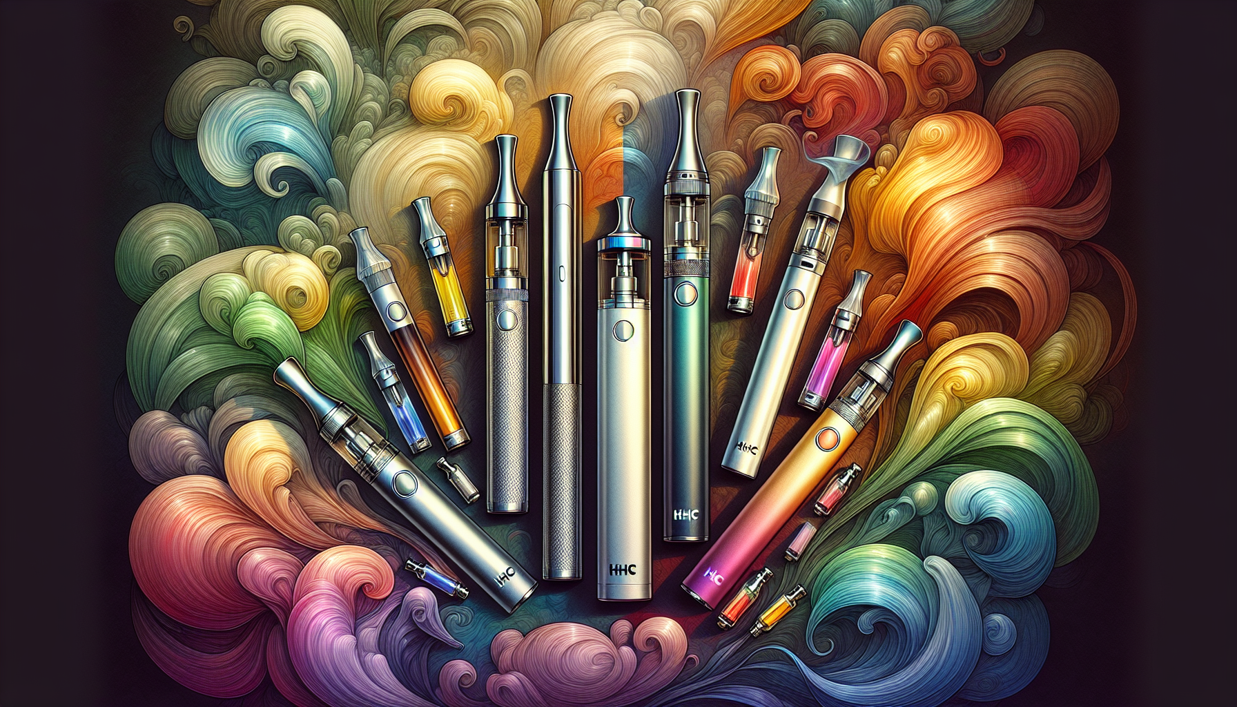 An artistic representation of HHC vape products.