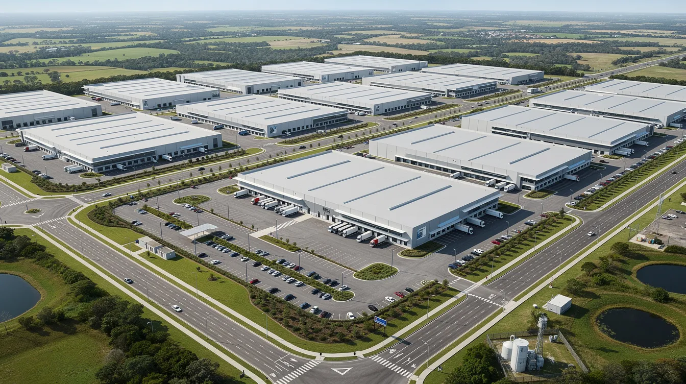4f37daed 1219 4098 80d7 8f7dd2d08df4 An aerial view of a well-organized industrial estate showcases multiple factory buildings surrounded by roads and green buffer zones, highlighting the infrastructure development essential for the specialty chemicals industry. This landscape reflects the careful planning and operational efficiency required in chemical manufacturing, supporting diverse sectors with innovative products and regulatory compliance.