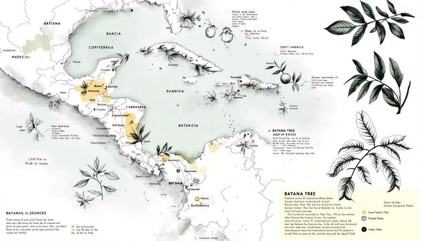 A map highlighting Central and South America, the regions where batana oil is sourced.