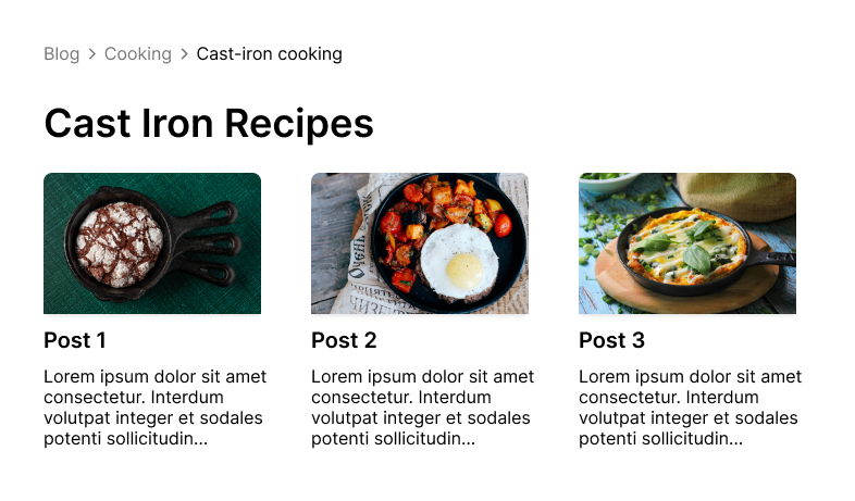 Example blog with category-based breadcrumbs