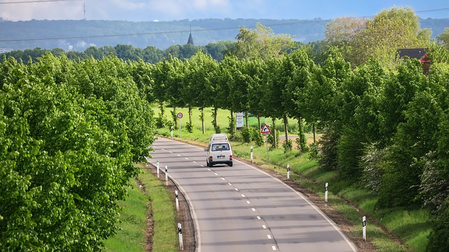 Campers on a country road