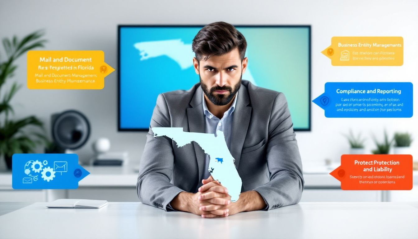 A business owner contemplating the necessity of a registered agent in Florida.