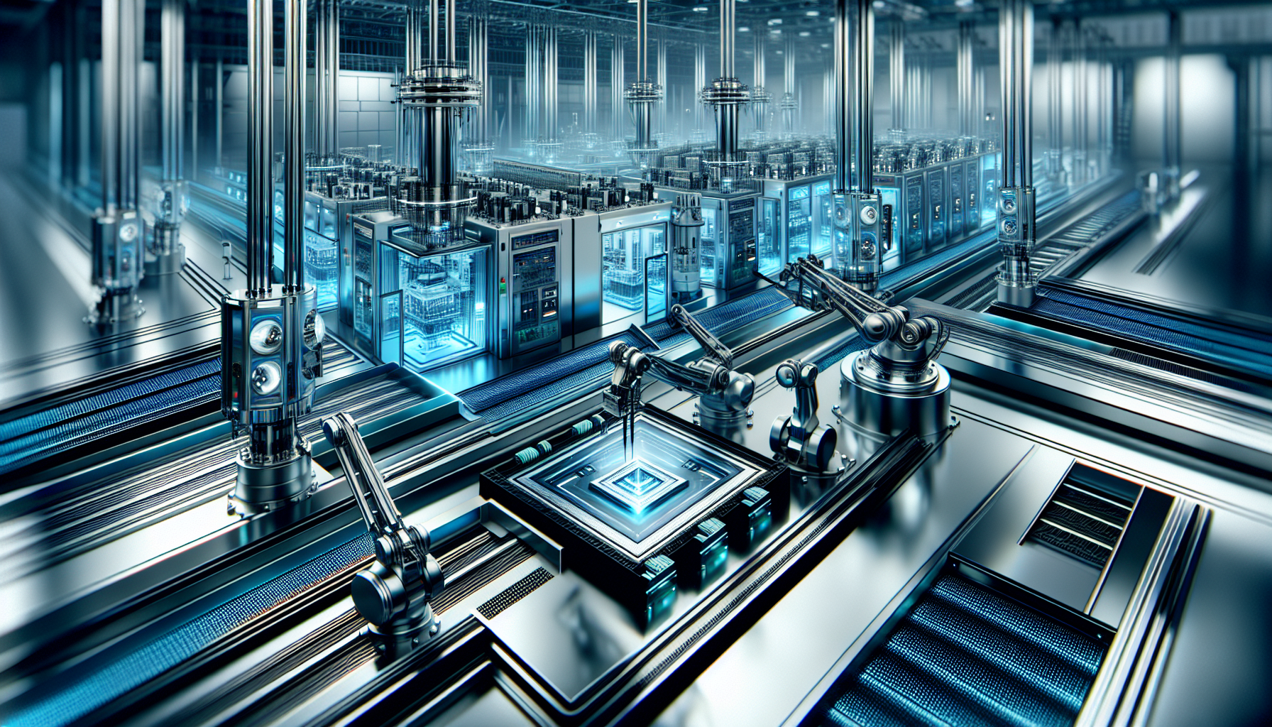 Artistic representation of advanced semiconductor production lines