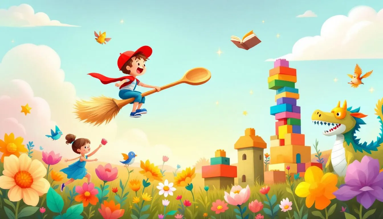 Kids engaging in fun activities with metaphors, showcasing creativity and imagination.