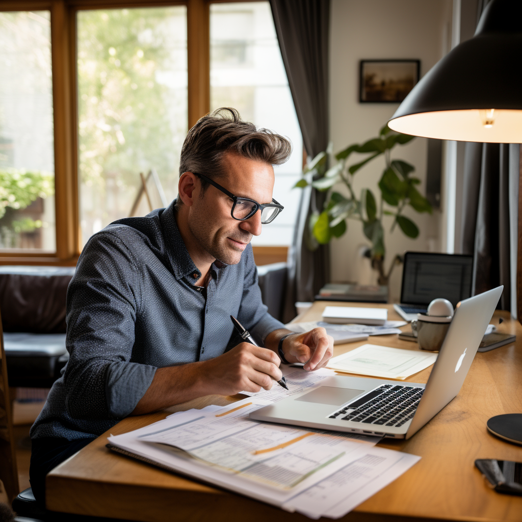 A person looking at a laptop with a graph showing the documents needed to apply for an investment property loan