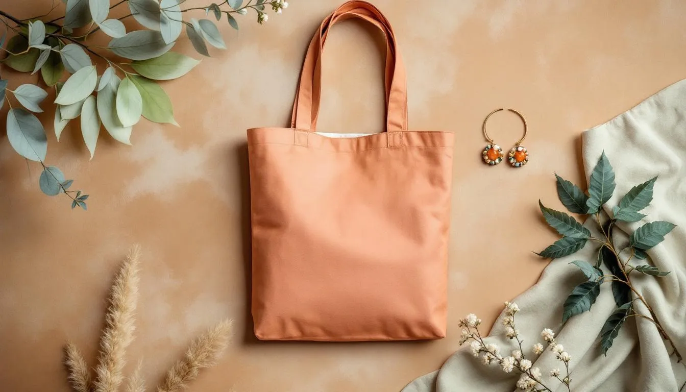 A collection of eco-friendly fashion accessories, including a stylish tote bag and recycled jewelry, ideal for sustainable shoppers.