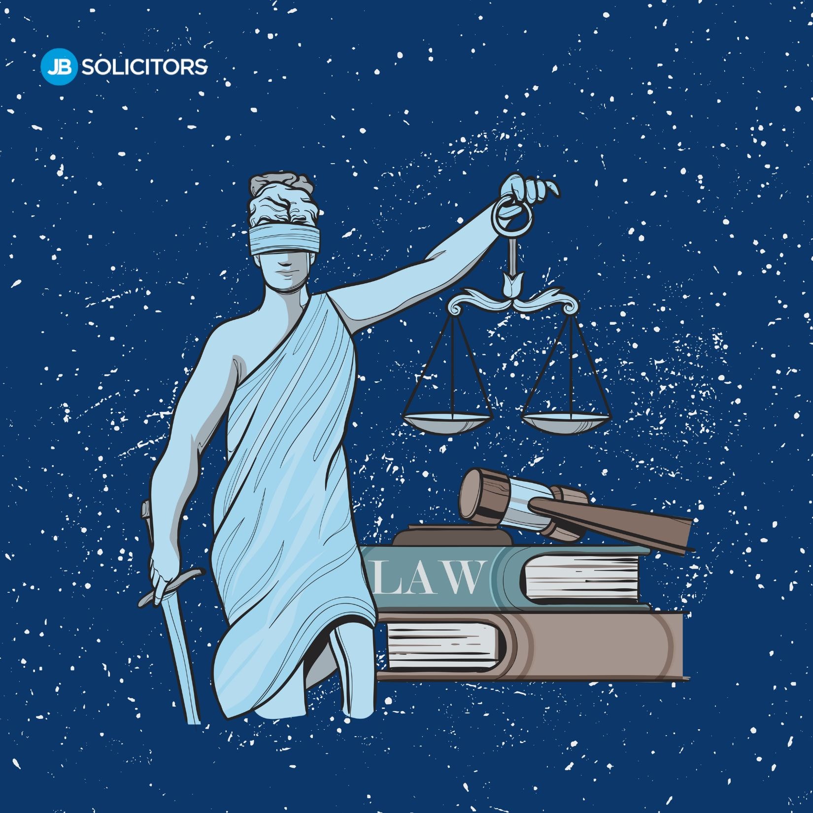lady justice holding a justice scale and law books behind her