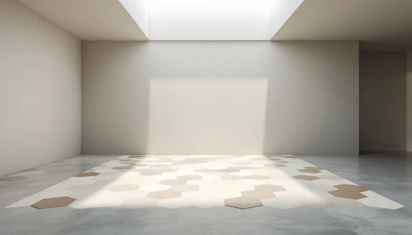 Different types of porcelain tiles arranged neatly.