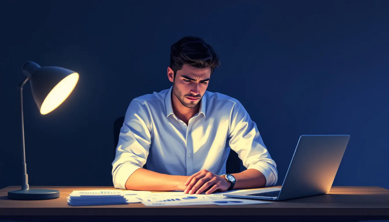 A thoughtful individual reflecting on their investment strategy amidst recession fears, highlighting psychological aspects of investing.