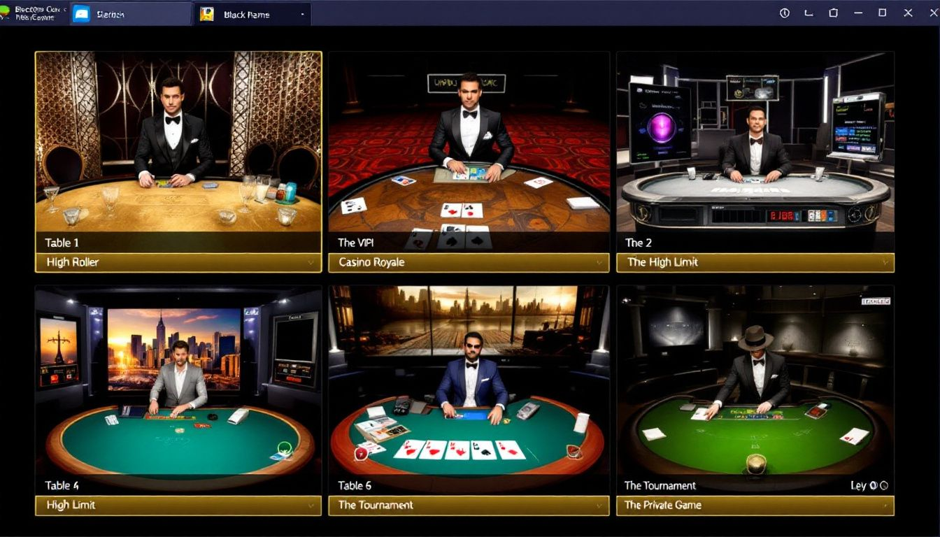 Various popular online blackjack games displayed on a computer screen.