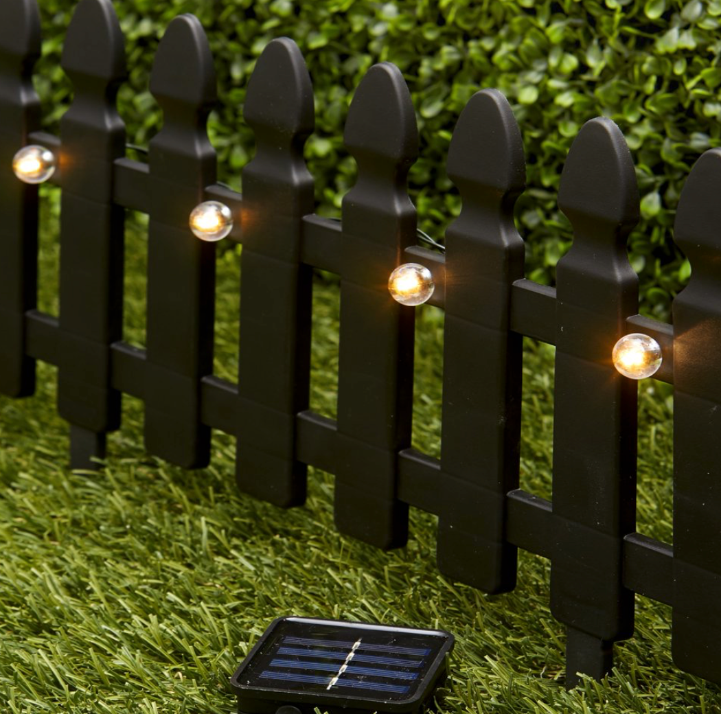 Black vinyl solar fence lighting