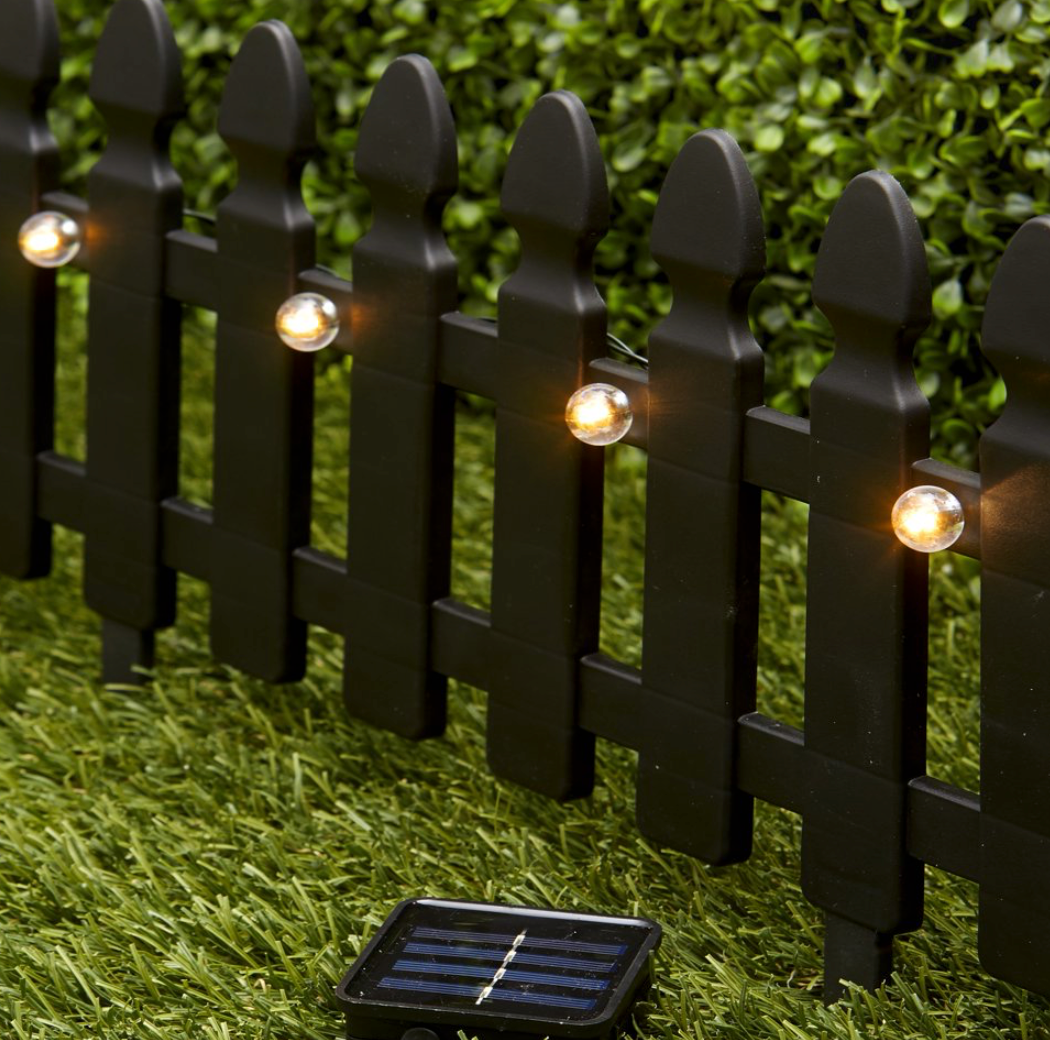 hanging string lights on vinyl fence