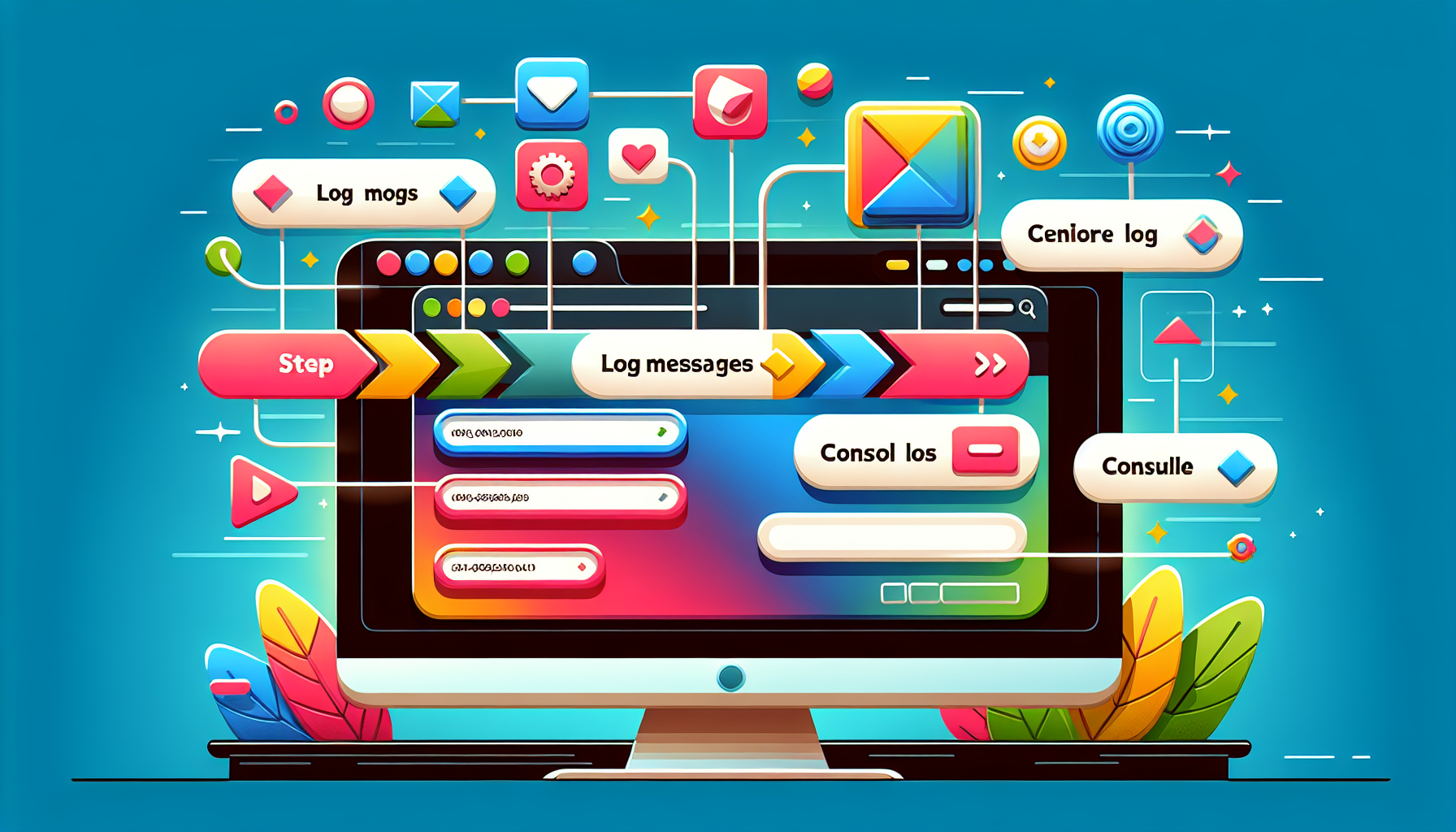 A visual guide on setting up browser logging with developer tools.