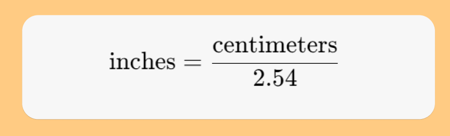 formula to convert centimeter (cm) to inches (in)