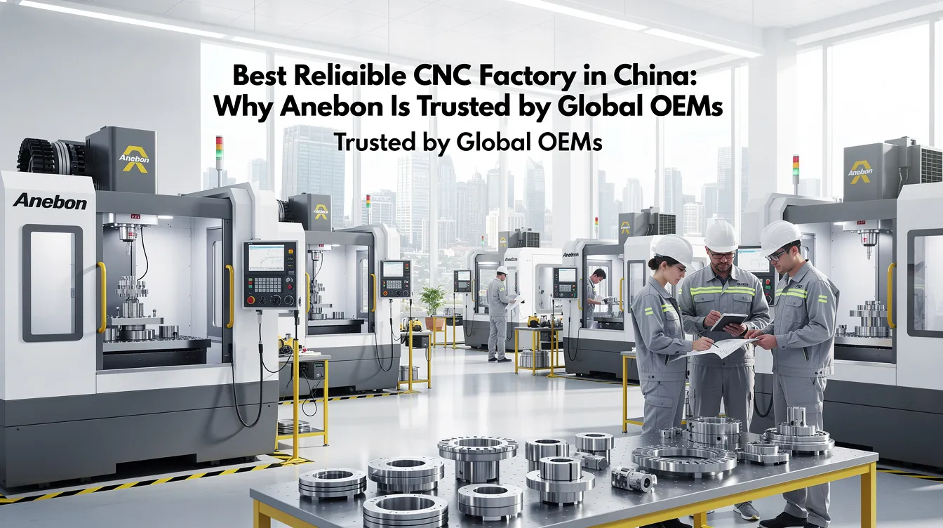 The image showcases the state-of-the-art facilities of Anebon, a leading CNC machining manufacturer in China, known for its advanced CNC machines and precision machining services. The factory floor features various CNC milling machines and machine tools, highlighting the company's commitment to high-quality parts and efficient production processes for global OEMs.