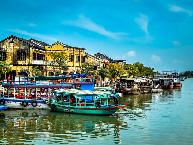 vietnam, hoi an, asia, boats on Thu Bon River