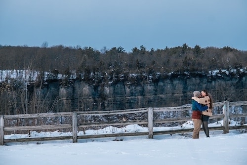 Couple enjoying the perfect destination of private kiss