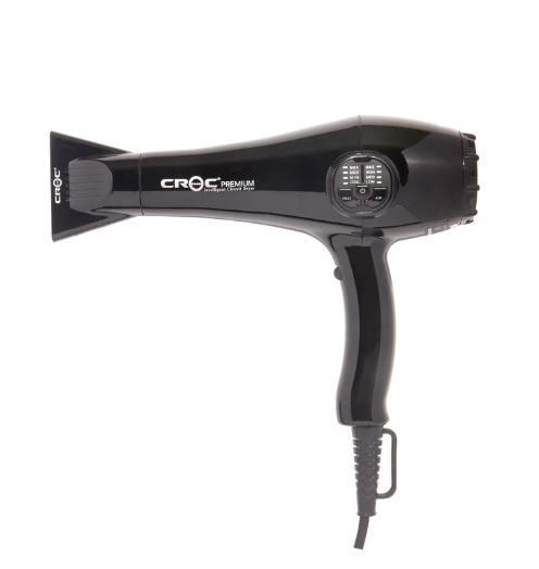 Introducing the Croc Premium IC Blow Dryer in Black. This top-of-the-line hair dryer combines premium features and innovative technology for superior drying performance.