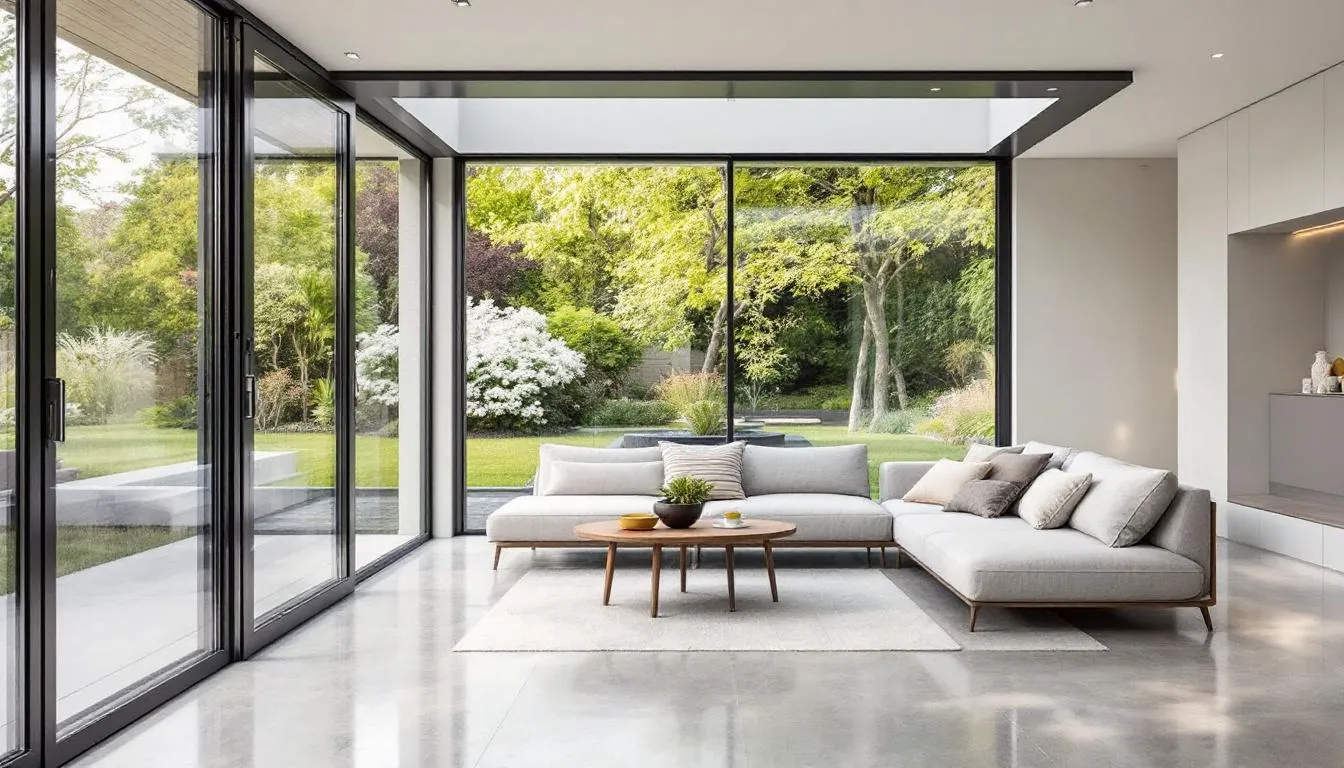 The image depicts a stylish and fully insulated garden room, showcasing its modern design and double glazed windows that provide year-round comfort. This versatile garden building serves as an ideal space for a home office, studio, or family retreat, ensuring protection from extreme weather conditions while enhancing the property's value.