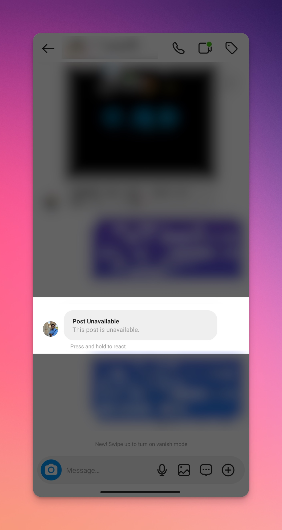 post unavailable instagram meaning in hindi