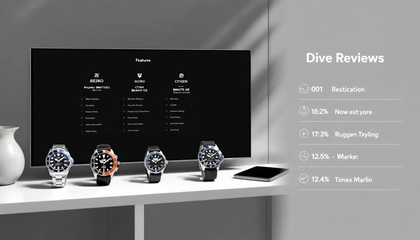 Comparing affordable dive watches based on features and prices.