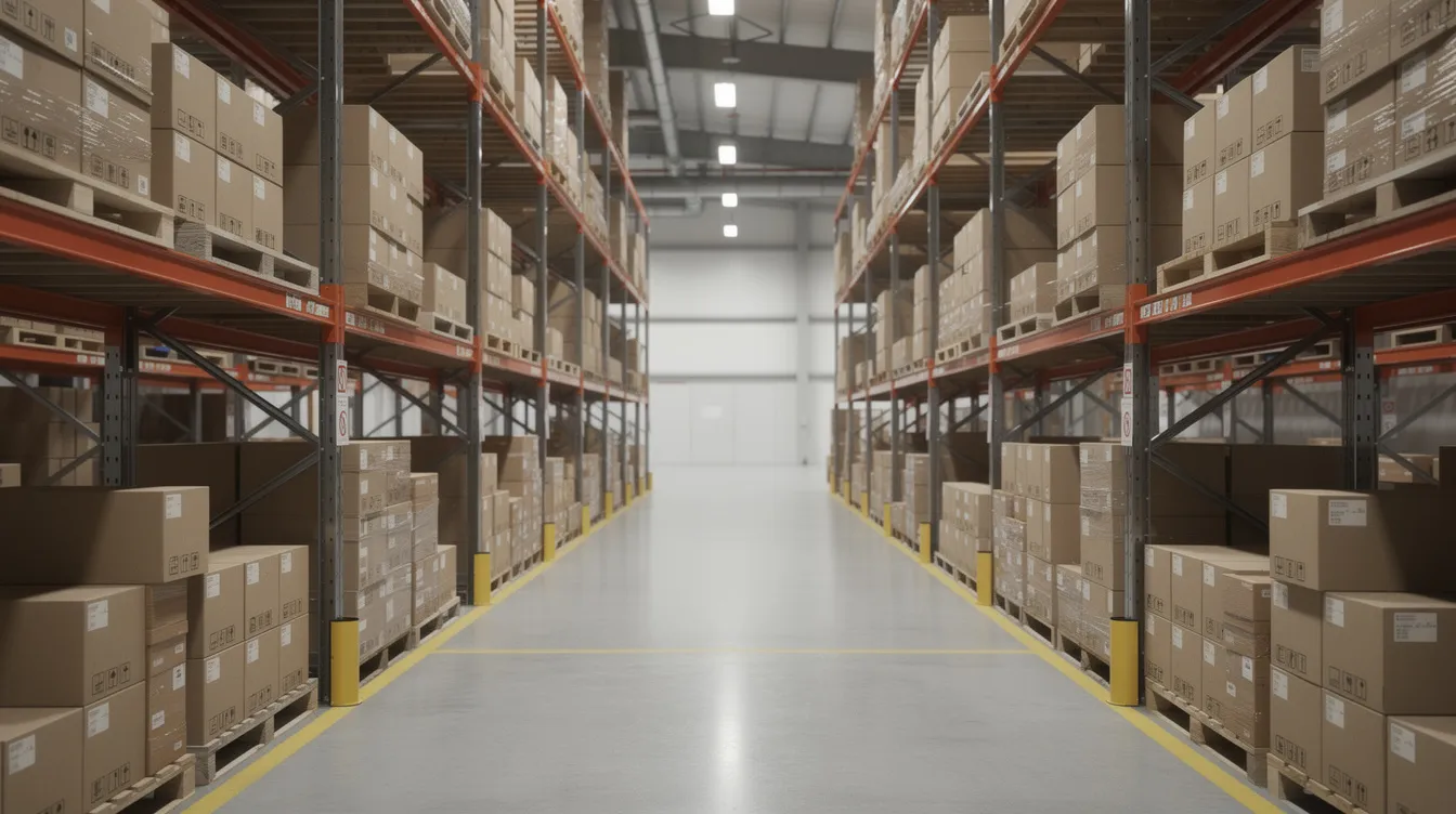 The image shows organized warehouse shelves filled with packages ready for shipping, highlighting a well-structured order fulfillment process. This setup is essential for dropshipping businesses, allowing reliable suppliers to efficiently manage inventory and ensure faster delivery for online retailers.