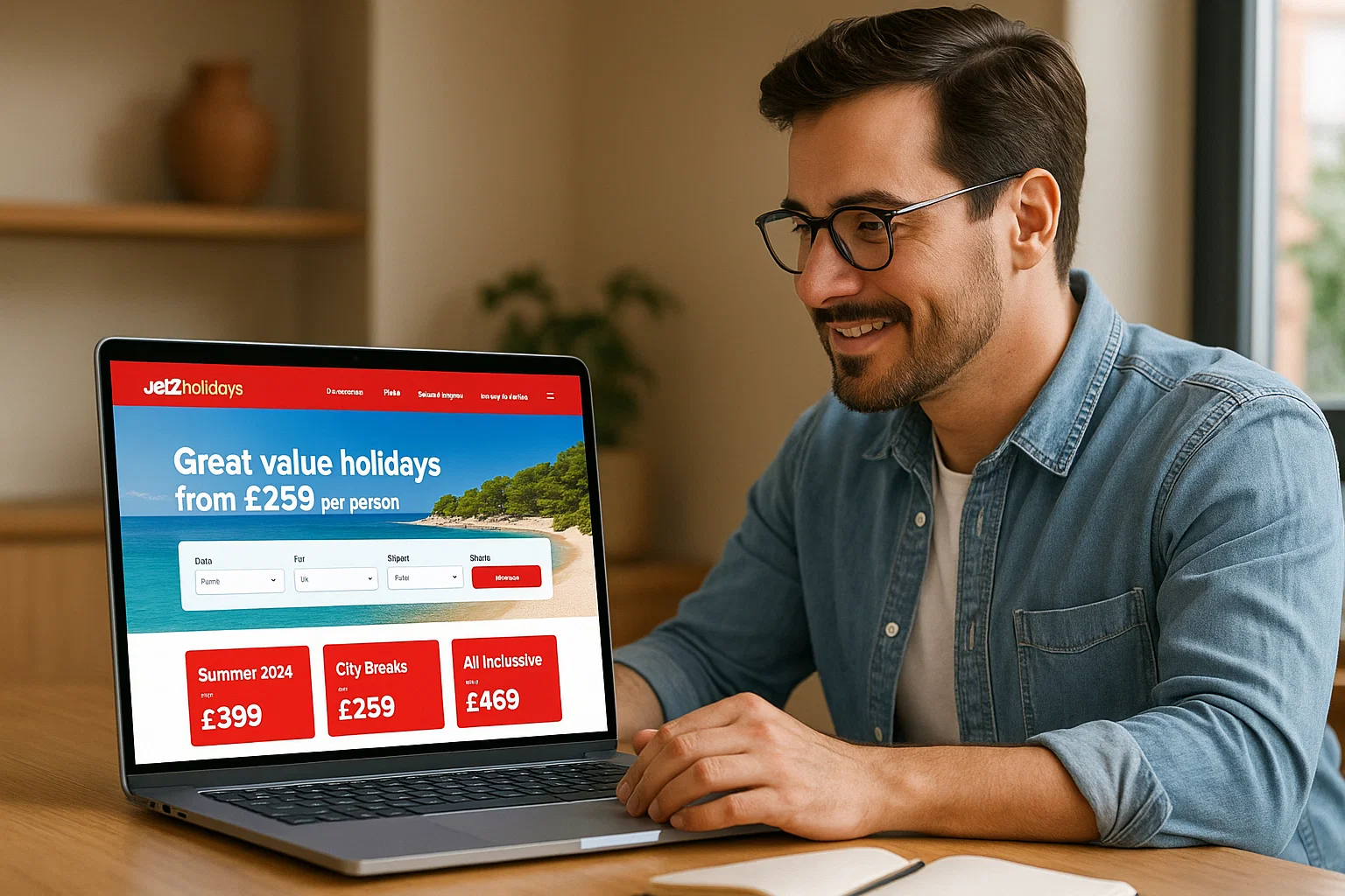 Service business website showing mobile-friendly design and simple navigation like Jet2.