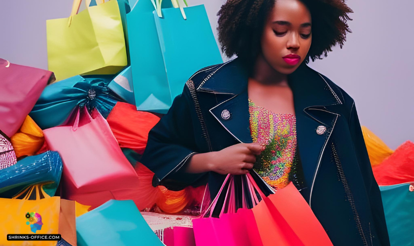 A woman with mental health issues using shopping as one of her coping strategies 