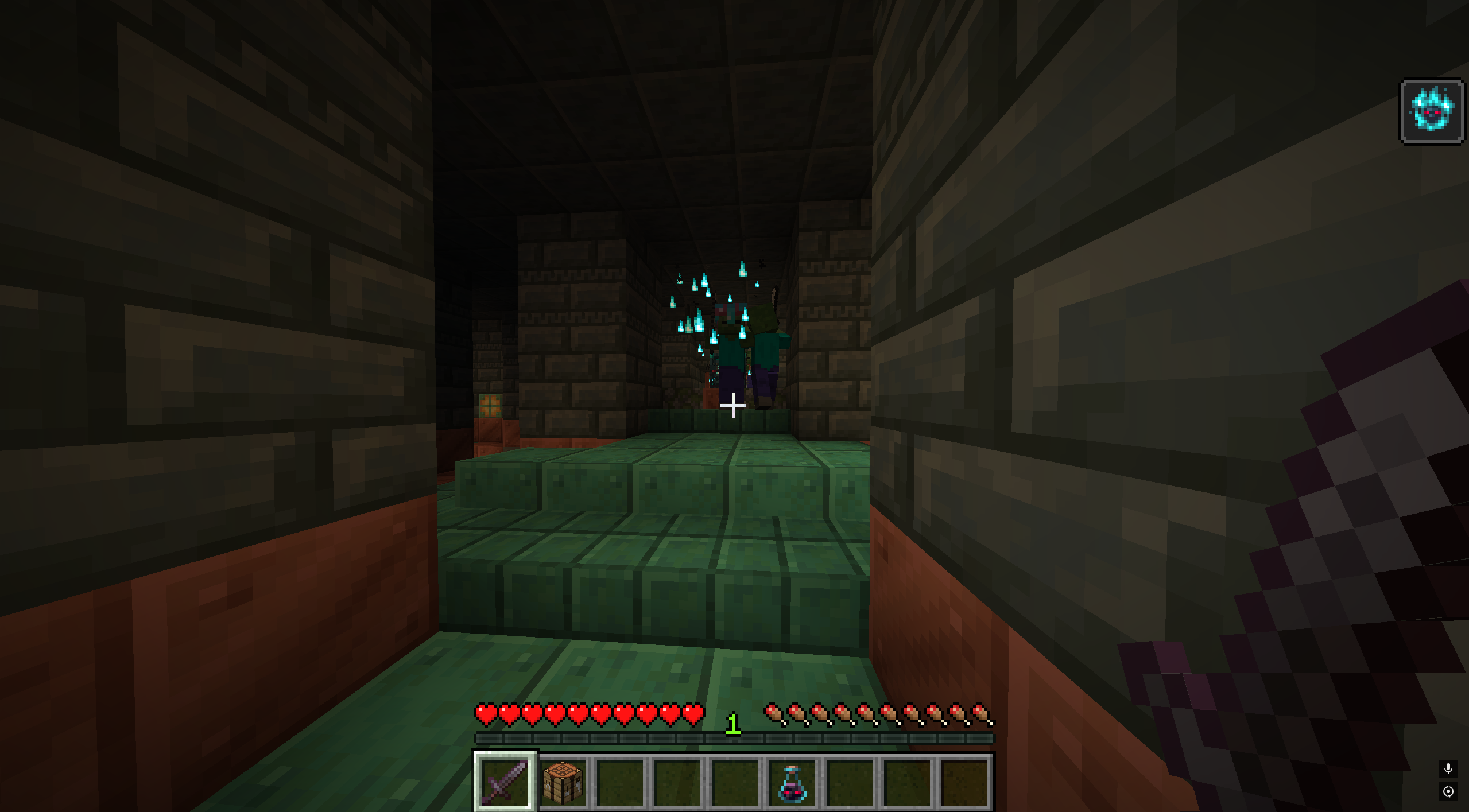 Spawners have blue fire when they turn Ominous.