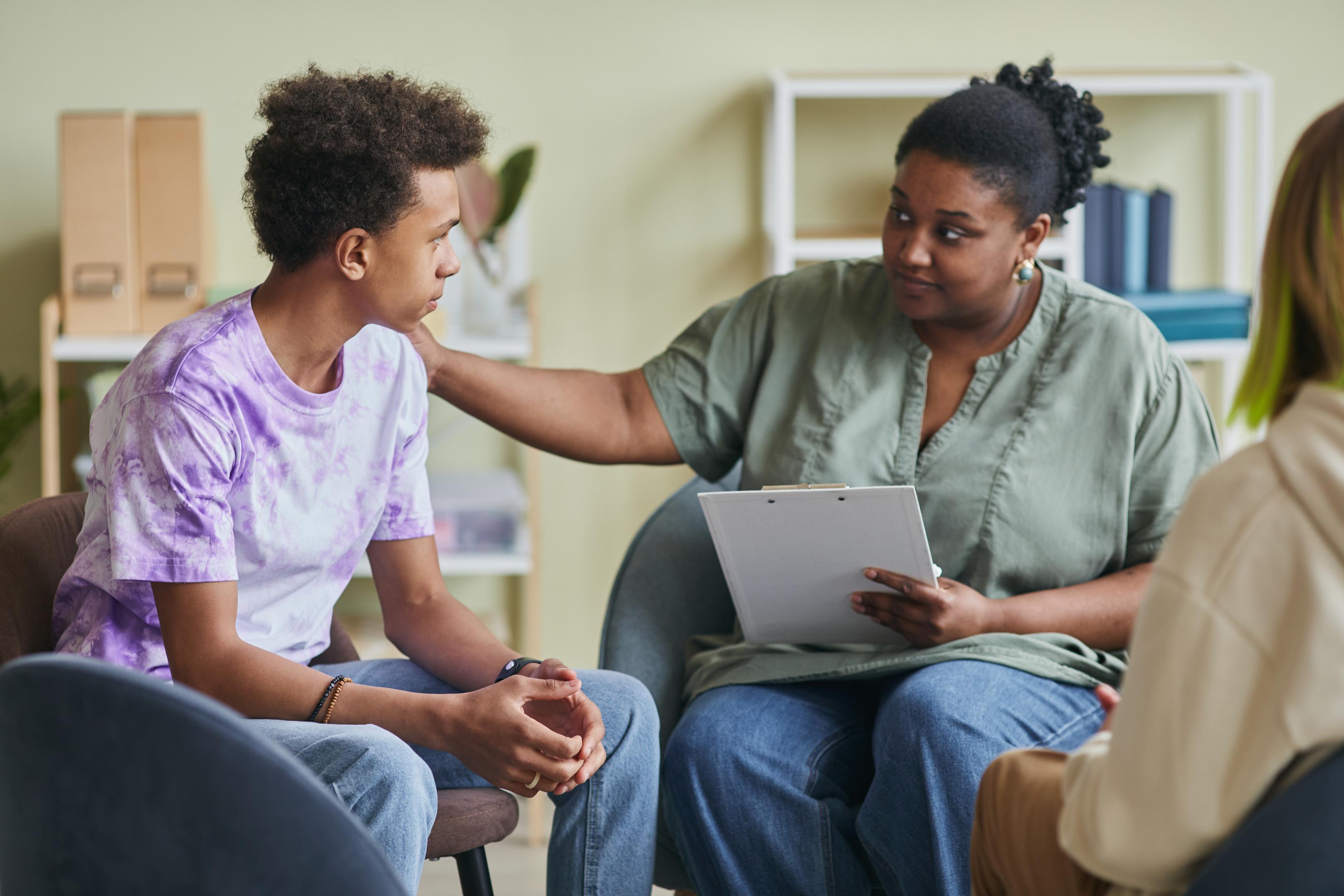 A client gets support during the rehab stages of recovery