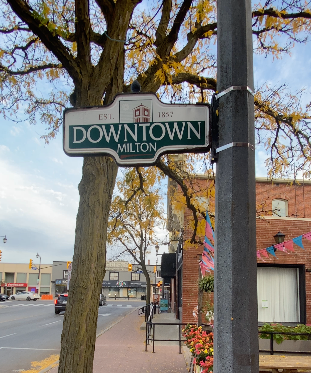 Downtown Milton Street Sign in Milton Ontario