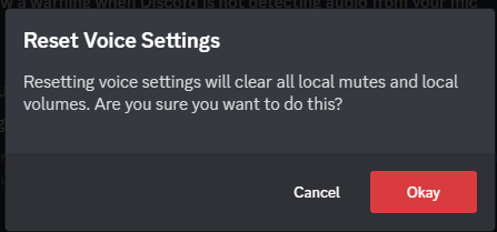 Closeup image showing how a Discord client can reset their voice settings