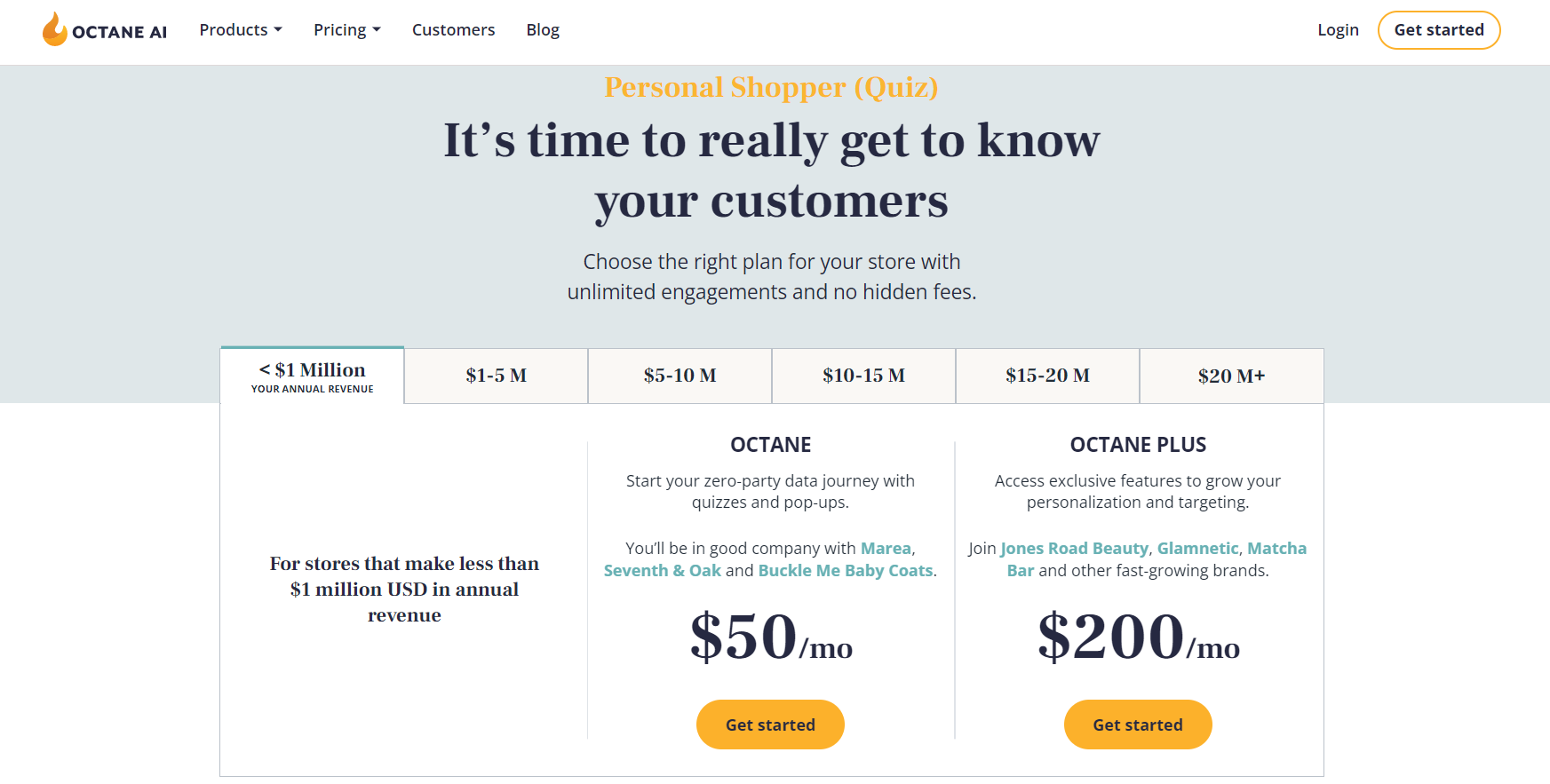 Octane AI Pricing (Personal Shopper Quiz)