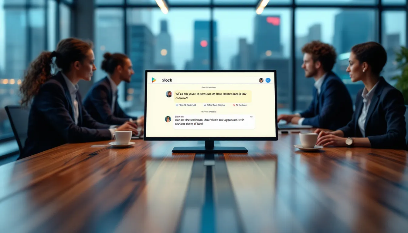 Ein Team, das über Slack kommuniziert und zusammenarbeitet.