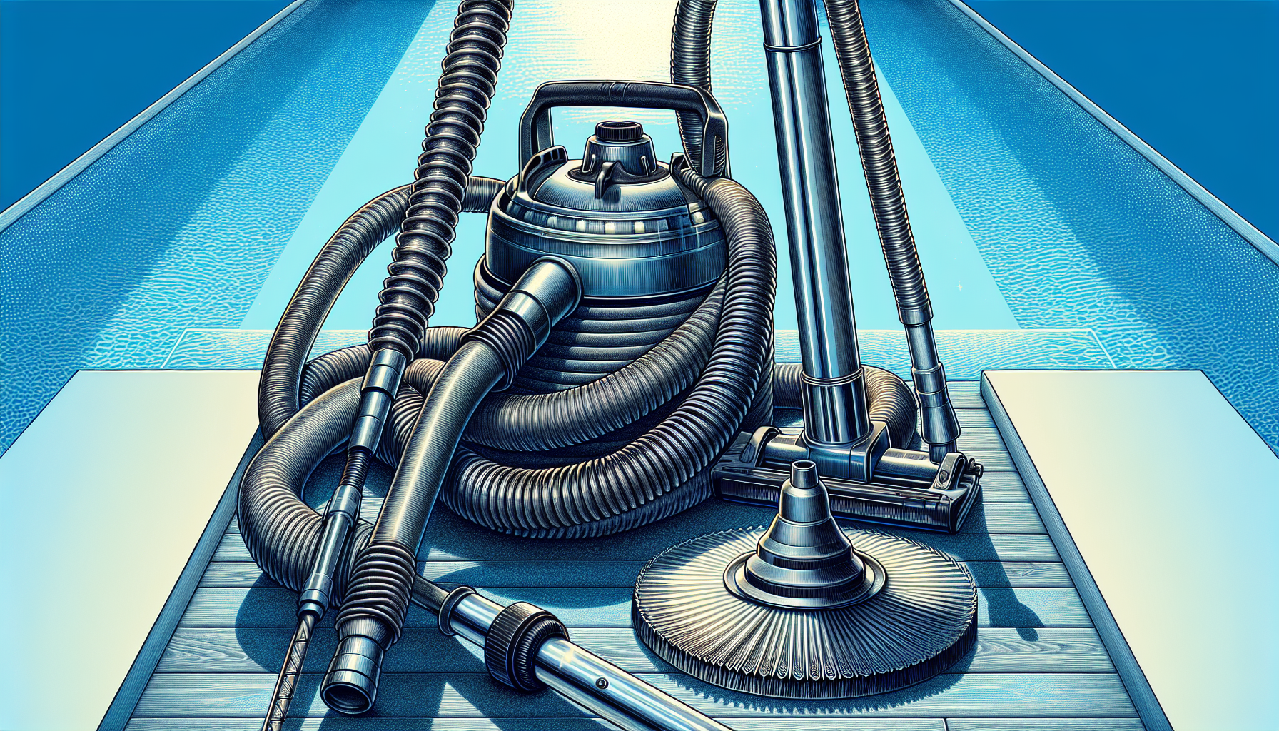 Illustration of essential pool vacuuming equipment