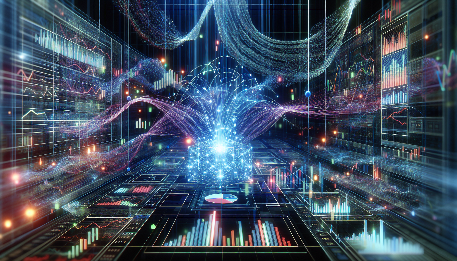 Illustration of computer algorithms processing financial data