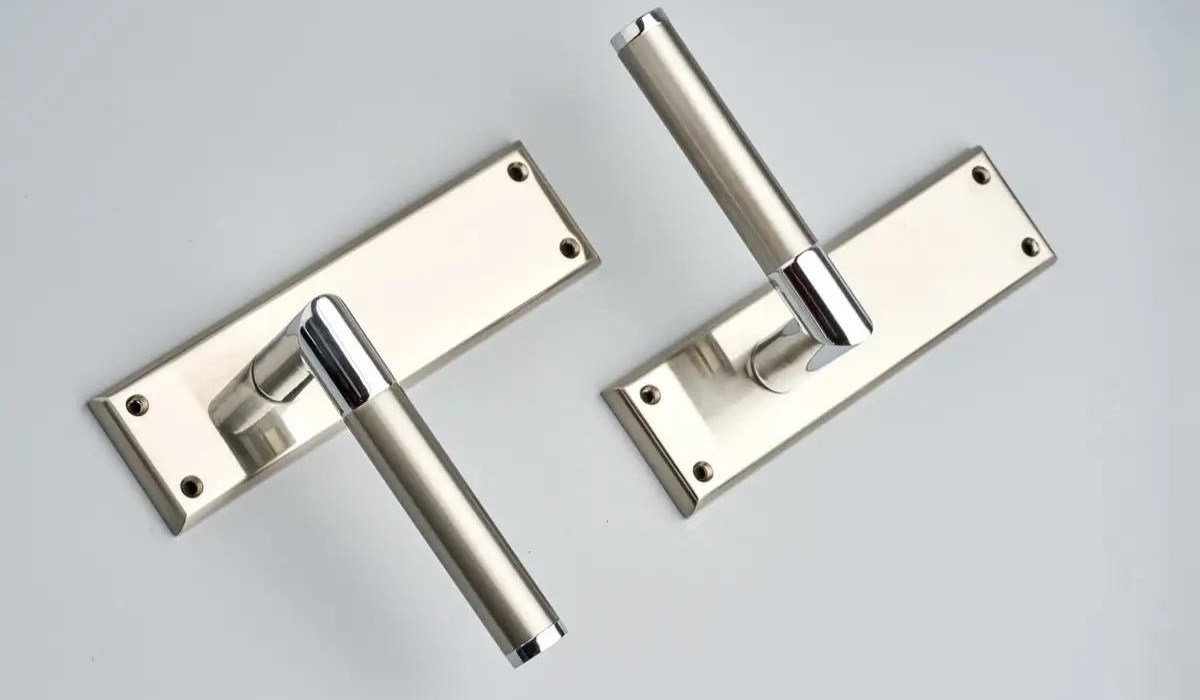 Modern satin chrome door handles