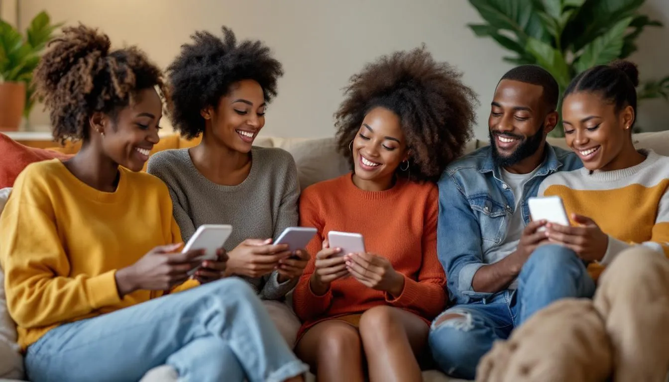 A diverse group of people is engaged with Pinterest on their mobile devices, showcasing the platform's popularity among various age groups and demographics. With millions of monthly active users, Pinterest serves as a valuable tool for finding inspiration and discovering new ideas, making it a go-to social media platform for many.