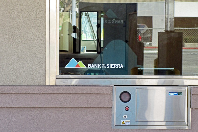 Even the smallest details matter. Like this Bank of the Sierra window graphic. Subtle but noticeable advertising.