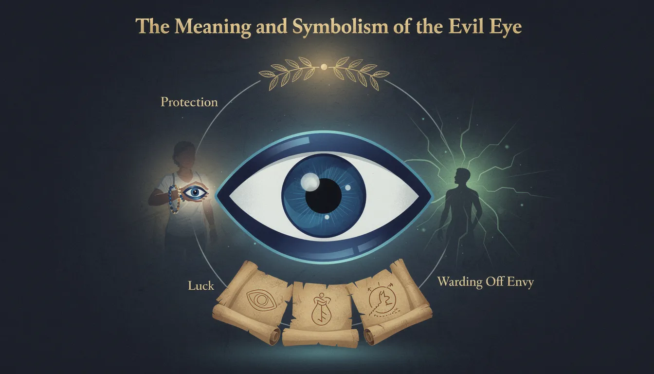 The image depicts a collection of elegant evil eye jewellery, including stunning evil eye necklaces and bracelets crafted from sterling silver and gold. These pieces symbolize protection against bad luck and negativity, making them perfect gifts for friends or a unique addition to your own jewellery box.