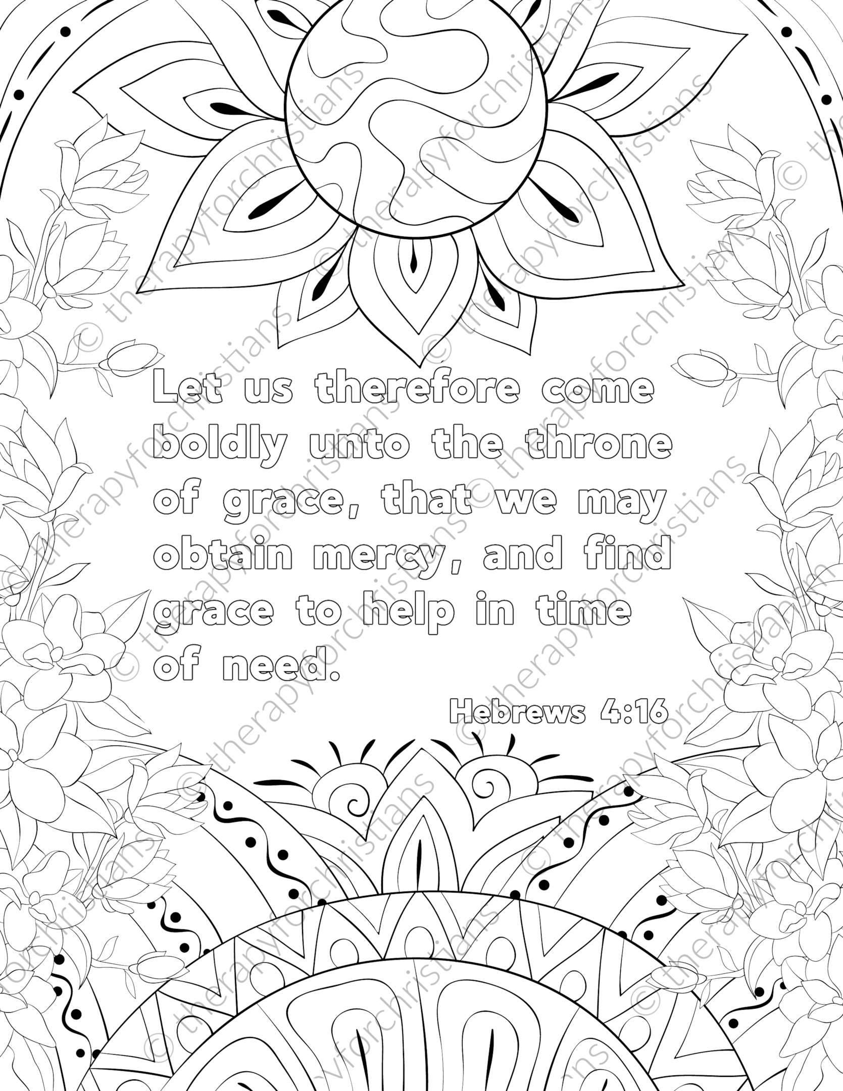 Bible verse coloring pages for adults Hebrews 4:16
