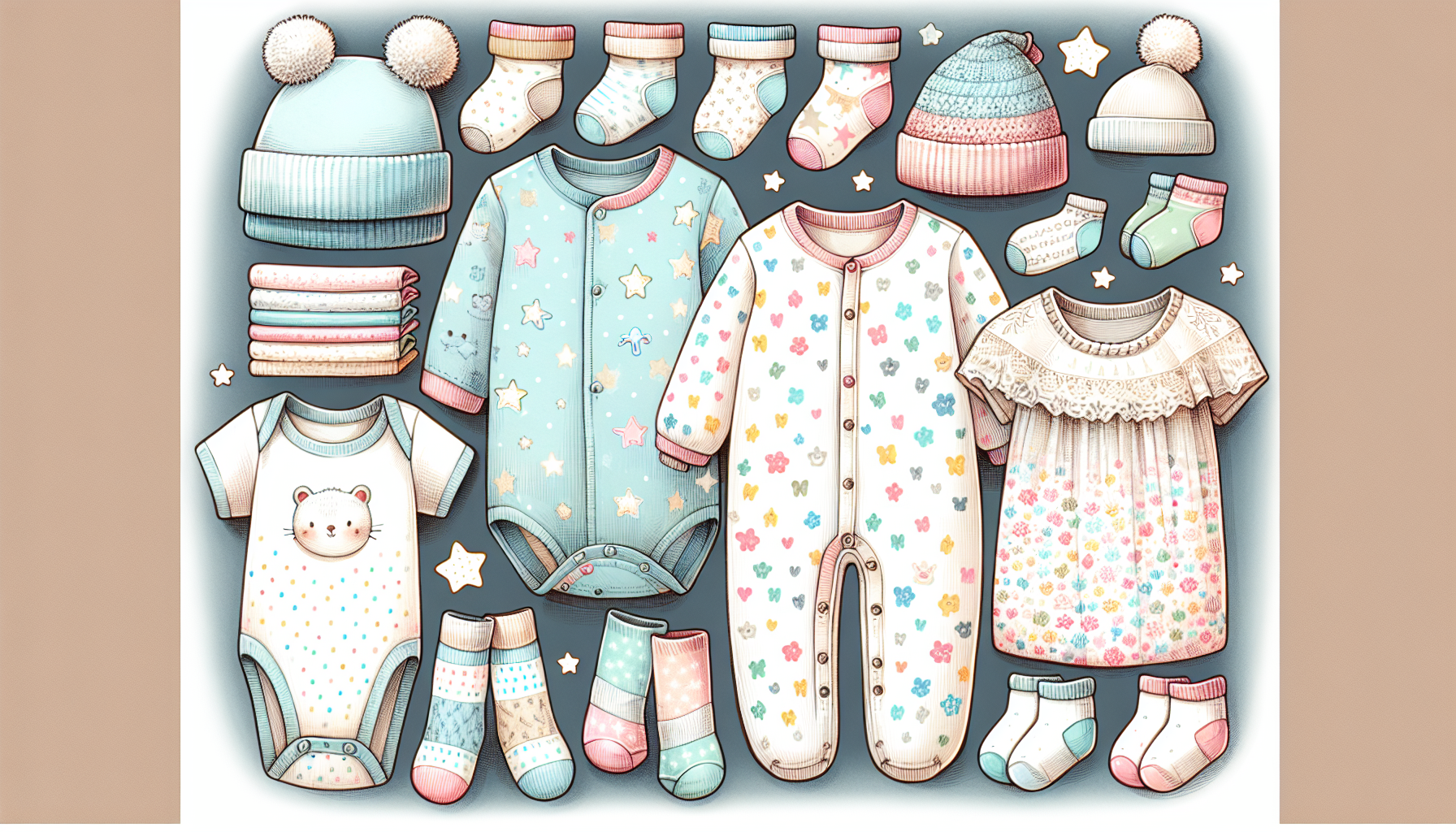 Illustration of baby clothing basics