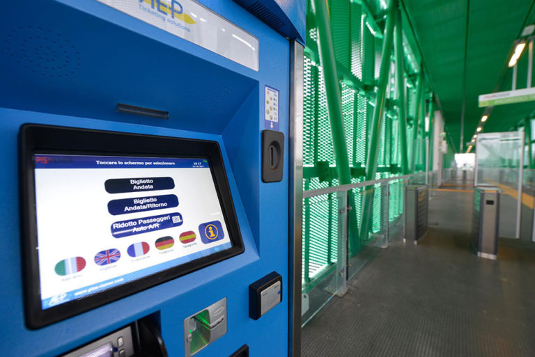 Ticket machines for Pisamover from the airport to Pisa train station